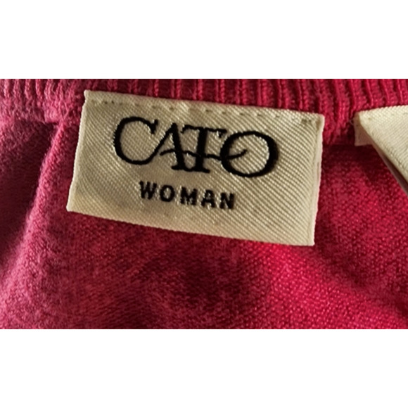 Cato Est 1946 Pink Sweater Blouse 3/4 Sleeves Open Crochet Floral Women's 22/24 - Picture 5 of 7